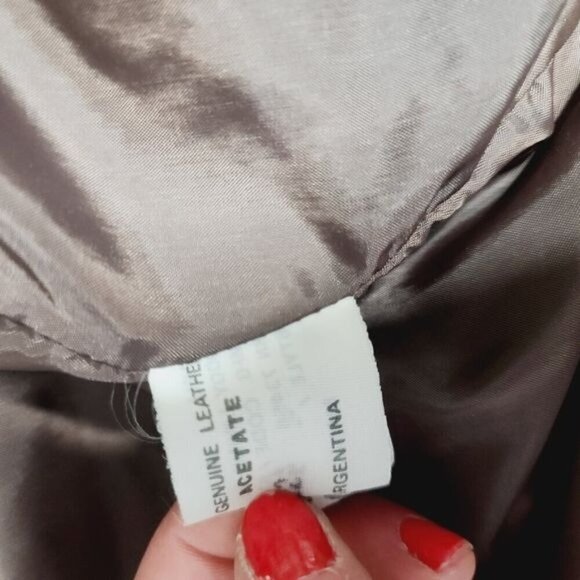 Vintage 80s Genuine Leather Tan Oversized Bomber Jacket - Picture 11 of 17